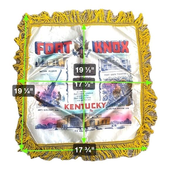 Vintage Fort Knox Souvenir Pillowcase Cover Satin Sweetheart Poem & Fringe - Picture 5 of 5